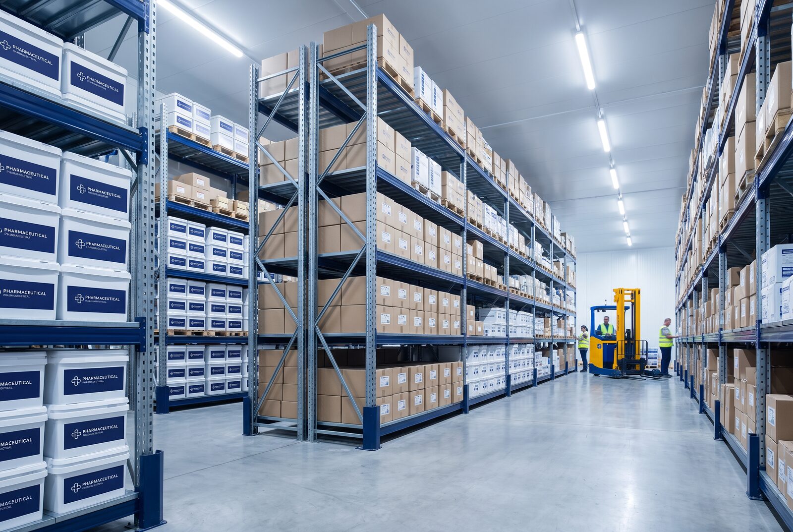 Organised pharmaceutical distribution warehouse representing Pharmedicare's wholesale supply capability